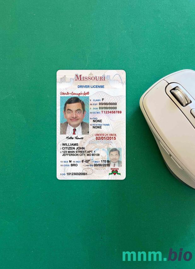 USA Missouri prawo jazdy poniżej 21 lat photolook, w pełni edytowalny